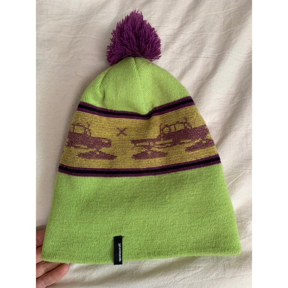 Space craft vintage style invaders neon lime beanie cap - Picture 6 of 7